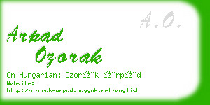 arpad ozorak business card